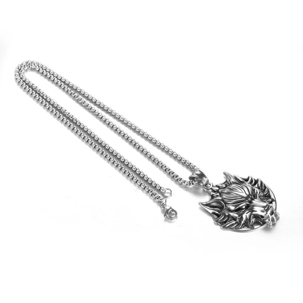 ❤️Retro wolf head steel pendant necklace for women/men, N90201P167